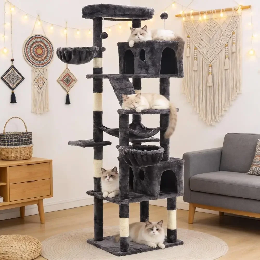Cat Scratching Post - برج قطط طويل بارتفاع 74 بوصة
