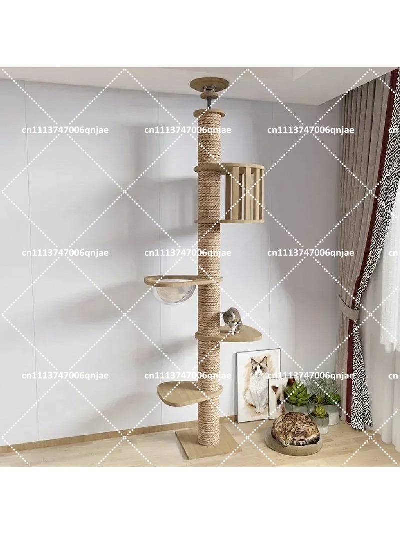 Cat Scratching Post - برج تسلق خشبي داخلي متعدد المستويات