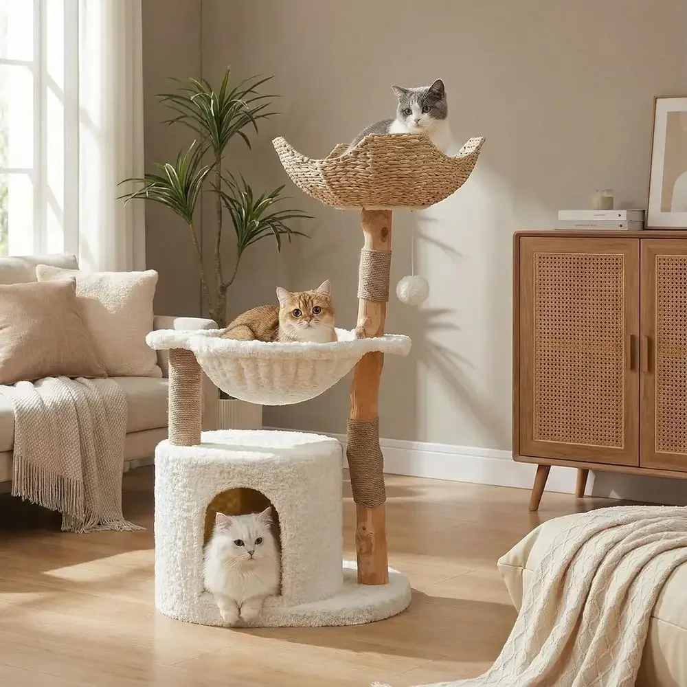 Cat Scratching Post - شجرة قطط كبيرة ومريحة مع فروع