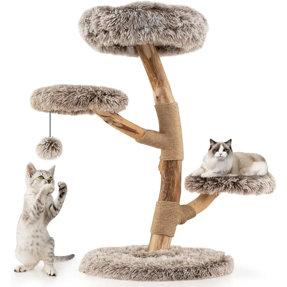 Cat Scratching Post - برج قطط خشبي متعدد المستويات مع