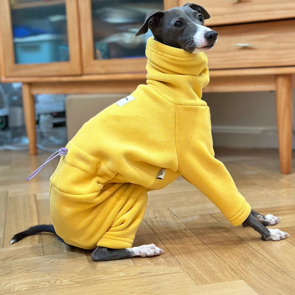Dog Life Jacket - سترة صوف صفراء دافئة لإيطاليا السلوقي