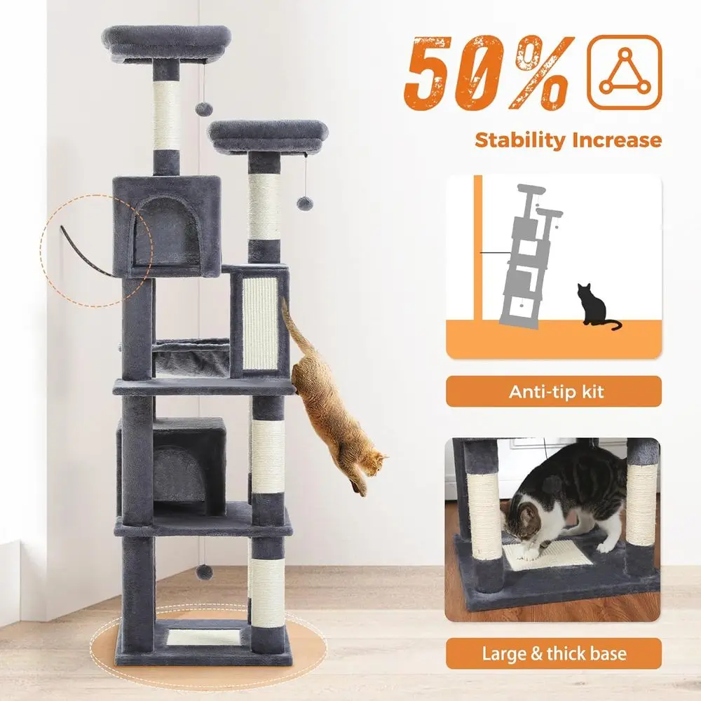 شجرة قطط عالية 70 بوصة مع 2 بي - مراجعة Cat Scratching Post وسعره