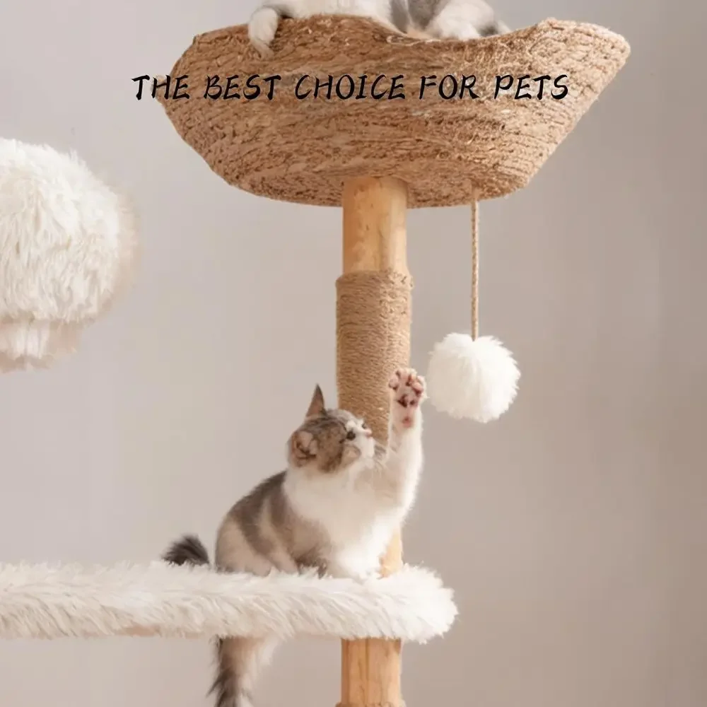 برج قطط خشبي طبيعي مع عمود خدش - مراجعة Cat Scratching Post وسعره